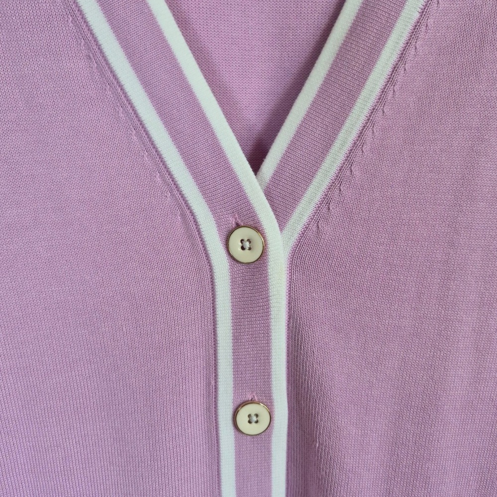 Talbots lavender button down long sleeve cardigan sweater womens large petite - Picture 3 of 8